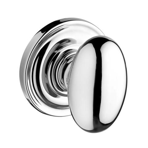 Baldwin Reserve Ellipse Knob with round rose (TRR) shown in Polished Chrome (260