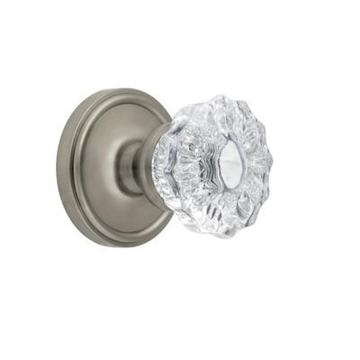 Grandeur Fontainebleau Knob with Georgetown Rose in Satin Nickel