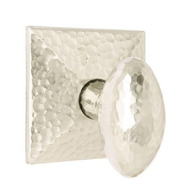 Emtek Hammered Egg Door Knob Set with Hammered Rosette Satin Nickel (US15) 