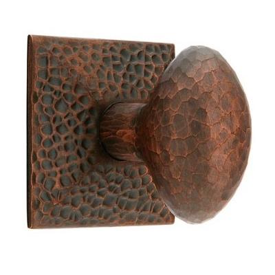 Emtek Hammered Egg Door Knob Set with Hammered Rosette Oil Rubbed Bronze (US10B)