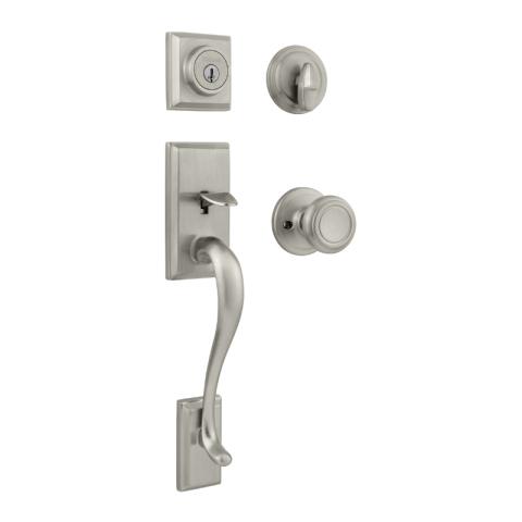 Kwikset Hawthorne Handlest shown with Cameron Knob in Satin Nickel (15)