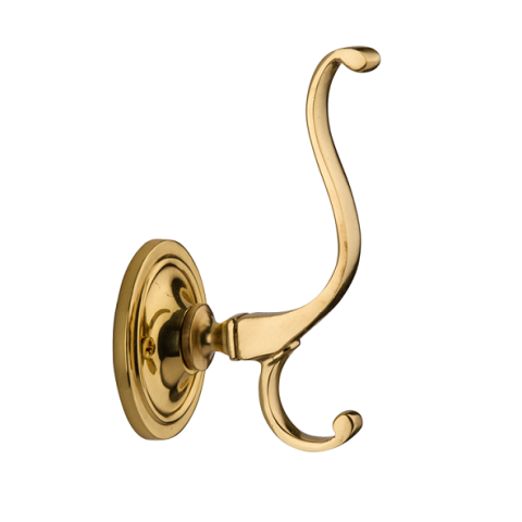 Nostalgic Warehouse CHKPLN Plain Coat Hook Classic Rosette Polsihed Brass (PB)