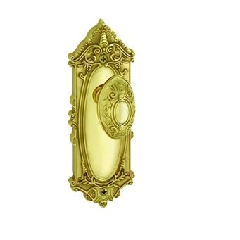 Grandeur Grande Victorian Backplate with Grande Victorian knob PB Polished Brass