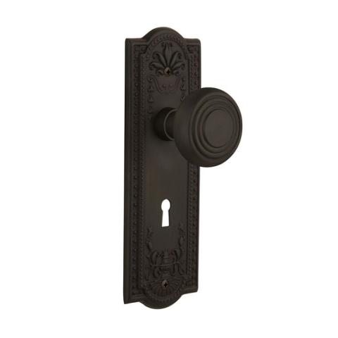 Nostalgic Warehouse Meadows Backplate with Deco knob Oil Rubbed Bronze (OB)