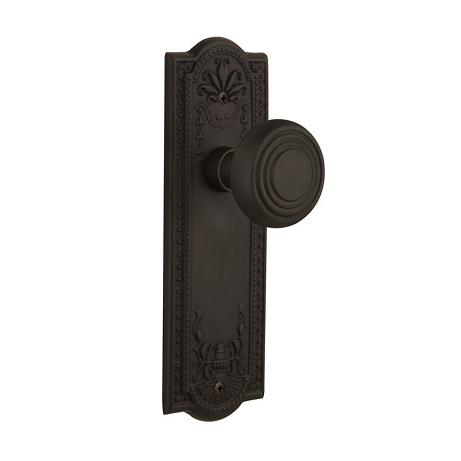 Nostalgic Warehouse Meadows Backplate with Deco knob Oil Rubbed Bronze (OB)