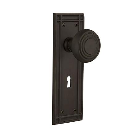 Nostalgic Warehouse Mission Backplate Set with Deco knob Oil Rubbed Bronze (OB)