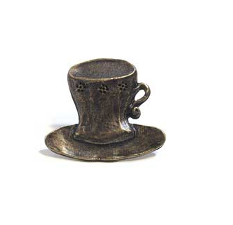 Emenee MK1053 Cup & Saucer Cabinet Knob in Antique Matte Brass (ABR)