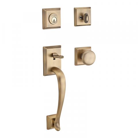 Baldwin Reserve Napa (NAP) Handleset shown in Matte Brass & Black (049)