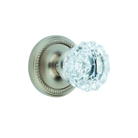 Nostalgic Warehouse Crystal Knob with Rope Rose Satin Nickel