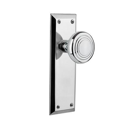 Nostalgic Warehouse New York Backplate with Deco knob Bright Chrome (BC)