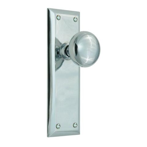 Nostalgic Warehouse New York Backplate with New York Knob Bright Chrome (BC)