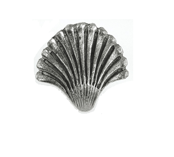 Emenee OR113 Seashell Fan Cabinet Knob shown in Antique Matte Silver (AMS)