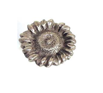 Emenee OR168 Sunflower Cabinet Knob shown in antique matte silver