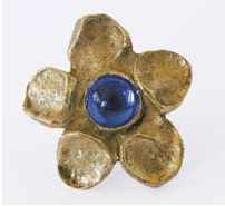 Emenee OR187S Flower Design Cabinet Knob with Blue Stone in Antique Matte Gold