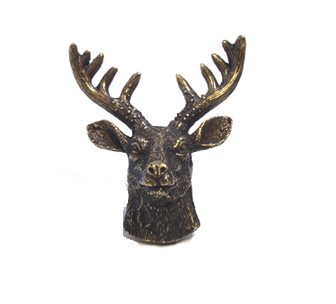 Emenee OR372 Elk Head Cabinet Knob in Antique Matte Brass (ABR)