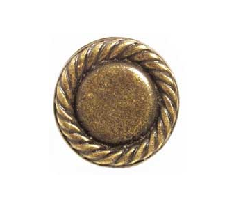 Emenee OR388 Rope Edge Round Cabinet Knob shown in Antique Matte Brass (ABR)