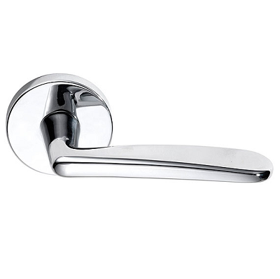 Emtek Poseidon Door Lever Set with Disk Rosette Polished Chrome (US26)