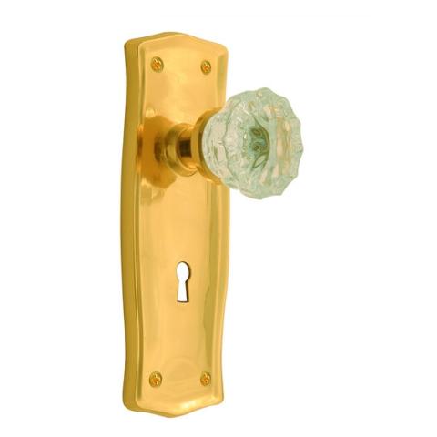 Nostalgic Warehouse Prairie Backplate with Crystal knob PB Polished Brass