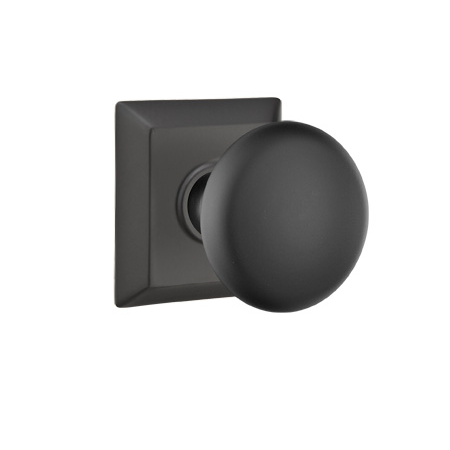 Emtek Providence Door Knob with Quincy Rose Flat Black (US19)