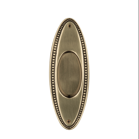 Nostalgic Warehouse Oval Beaded flush Pull Polished Brass (PB)