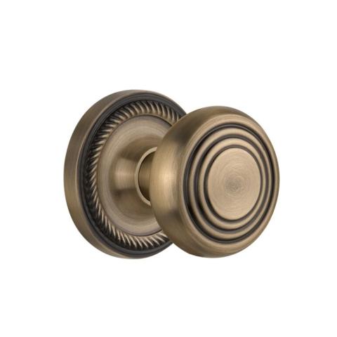 Nostalgic Warehouse ROPDEC Deco Knob Set with Rope Rose Antique Brass 