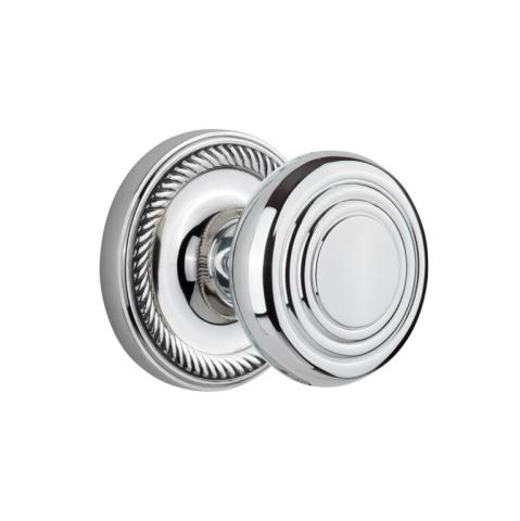 Nostalgic Warehouse ROPDEC Deco Knob Set with Rope Rose Bright Chrome 