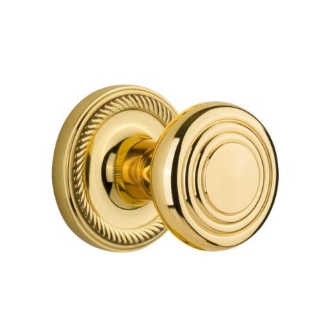 Nostalgic Warehouse ROPDEC Deco Knob Set with Rope Rose Polished Brass 