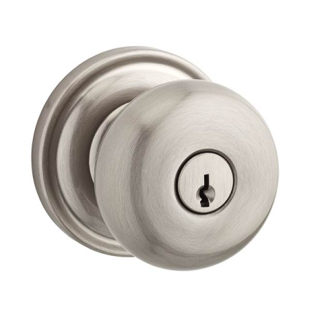 Baldwin Reserve Round Knob shown with Round Rose (TRR) in Satin Nickel (150)