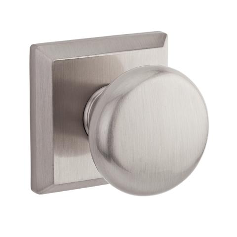 Baldwin Reserve Round Knob shown with Square Rose (TSR) in Satin Nickel (150)