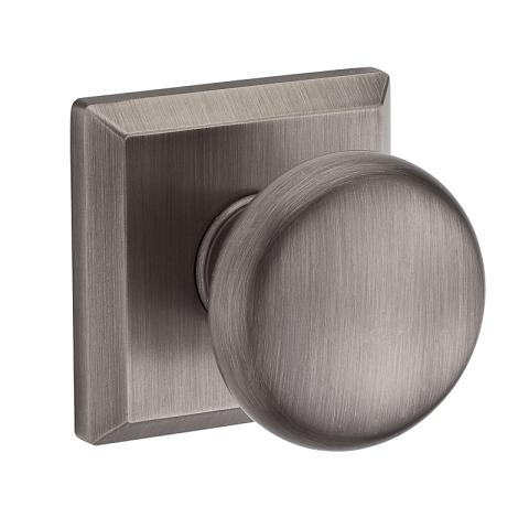 Baldwin Reserve Round Knob shown with Square Rose (TSR) in Matte Antique Nickel 