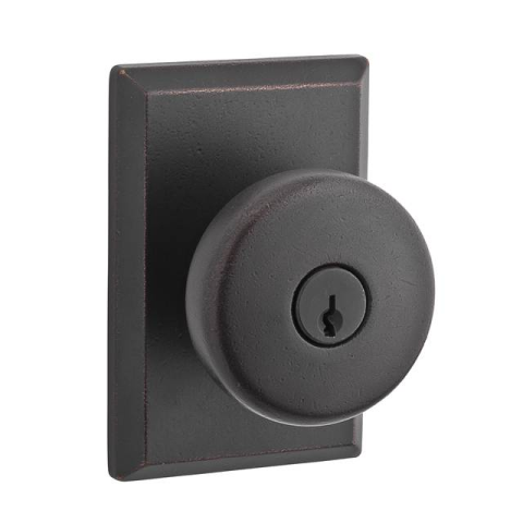 Baldwin Reserve Keyed Rustic Knob with Square Rose in Dark Bronze (481)