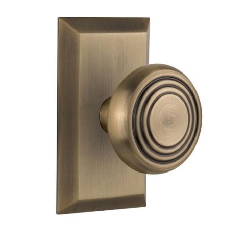 Nostalgic Warehouse Studio Plate with Deco knob Antique Brass (AB)