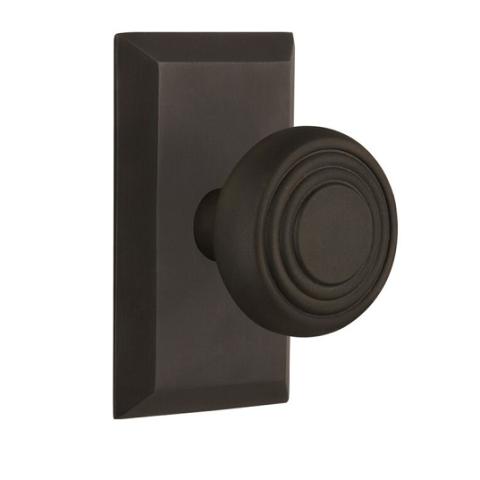 Nostalgic Warehouse Studio Plate with Deco knob Oil Rubbed Bronze (OB)