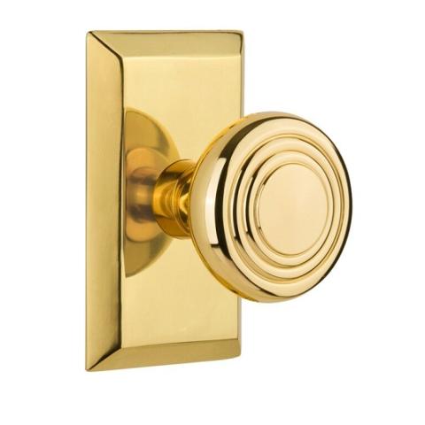 Nostalgic Warehouse Studio Plate with Deco knob Polished Brass (PB)