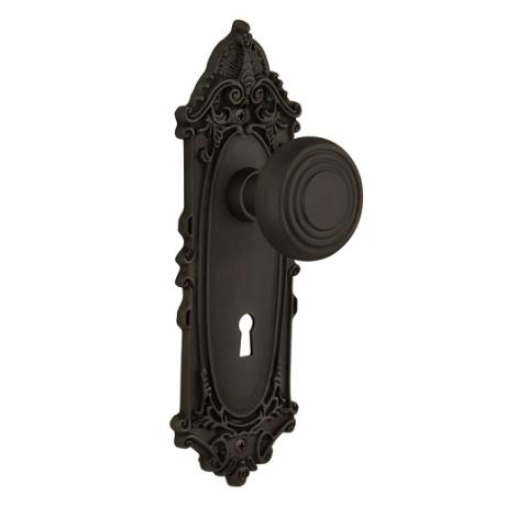 Nostalgic Warehouse Victorian Backplate with Deco knob Oil Rubbed Bronze