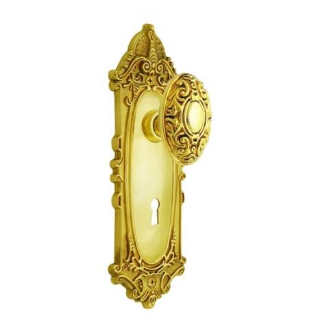 Nostalgic Warehouse Victorian Backplate with Victorian knob Polished Brass