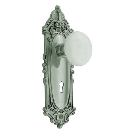 Nostalgic Warehouse Victorian Backplate with Victorian knob Satin Nickel