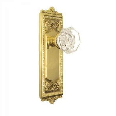 Nostalgic Warehouse Egg & Dart Backplate with Waldorf Knob Polished Brass 