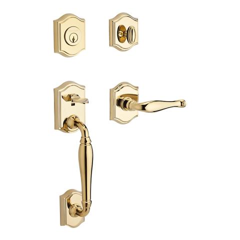 Baldwin Reserve Westcliff Handleset shown in Polished Brass (003)