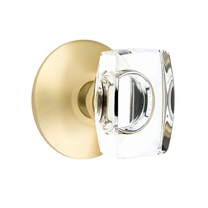 Emtek Modern Windsor Crystal Door Knob Set with Modern Rose Satin Brass