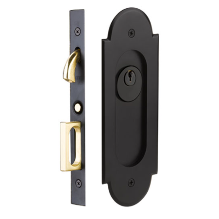 Emtek 2043 #8 Style Keyed Pocket Door Mortise Lock flat black