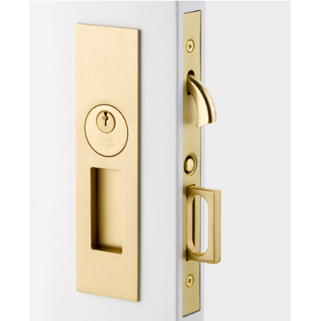 Emtek 2153 Narrow Modern Rectangular Keyed Pocket Door Mortise Lock Exterior