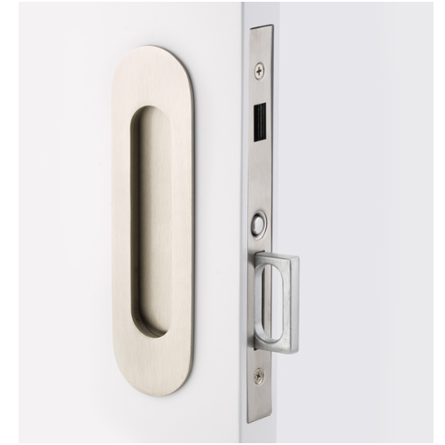 Emtek 2166 Narrow Modern Oval Dummy Pocket Door Mortise Lock Satin Nickel