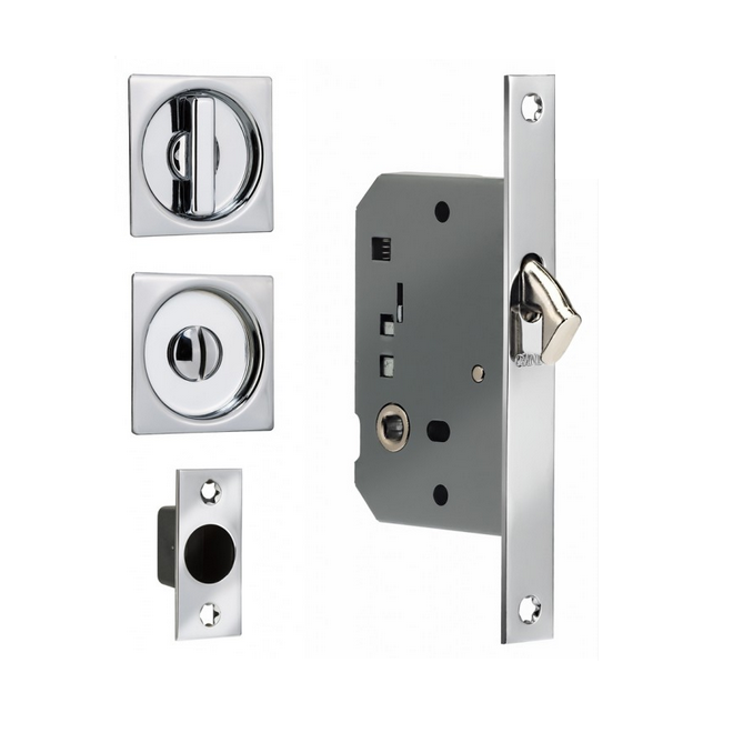 Omnia 3911s Sliding Door Lock Polished Chrome