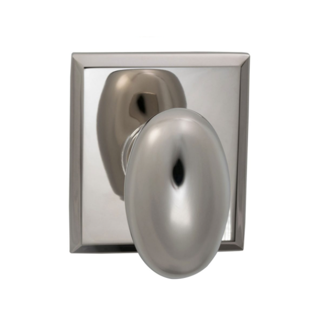 Omnia 434RT Egg Door Knob Set with Rectangular Rose Polished Nickel (US14)