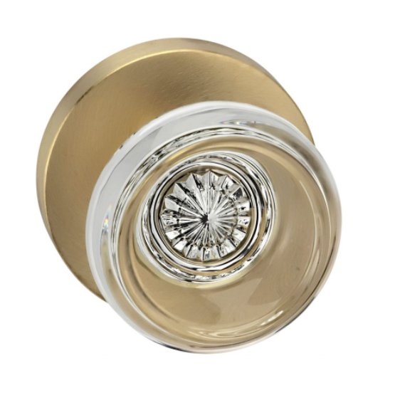 Omnia 566MD Glass Door Knob Set with Modern Rose Satin Brass (US4)