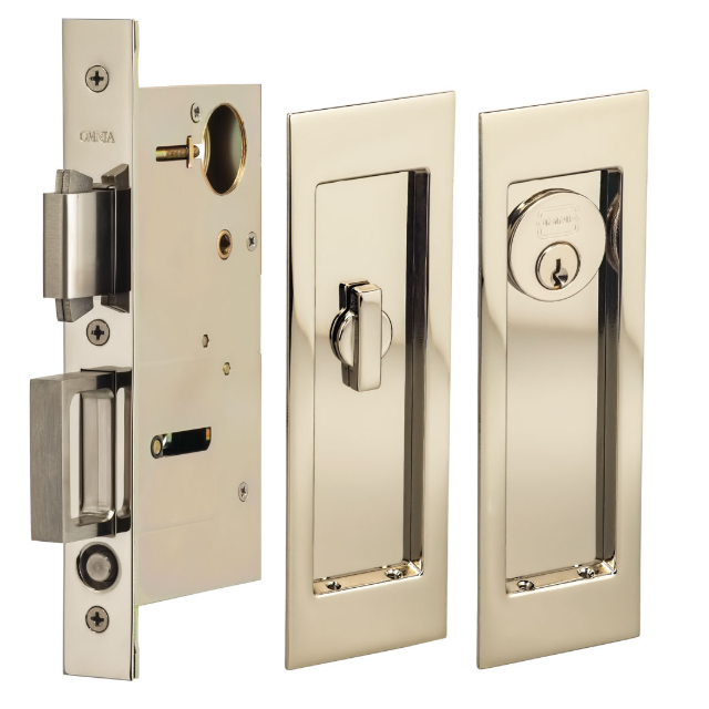 Omnia 7035/A.14 Modern Rectangular Keyed Entry Pocket Door Lock