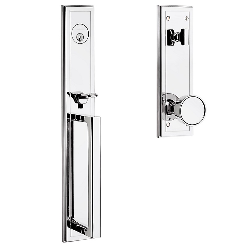 Baldwin Estate 85311 Hollywood Hills Full Escutcheon Handleset shown in Polished Chrome