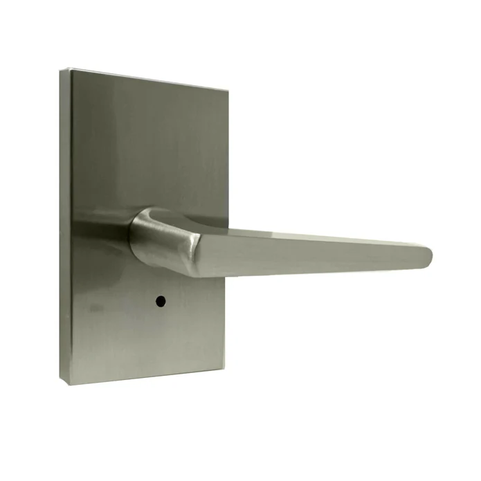 Weslock Transitional Collection 910-7 Philtower Privacy Lever Set with Rectangular Rose Satin Nickel