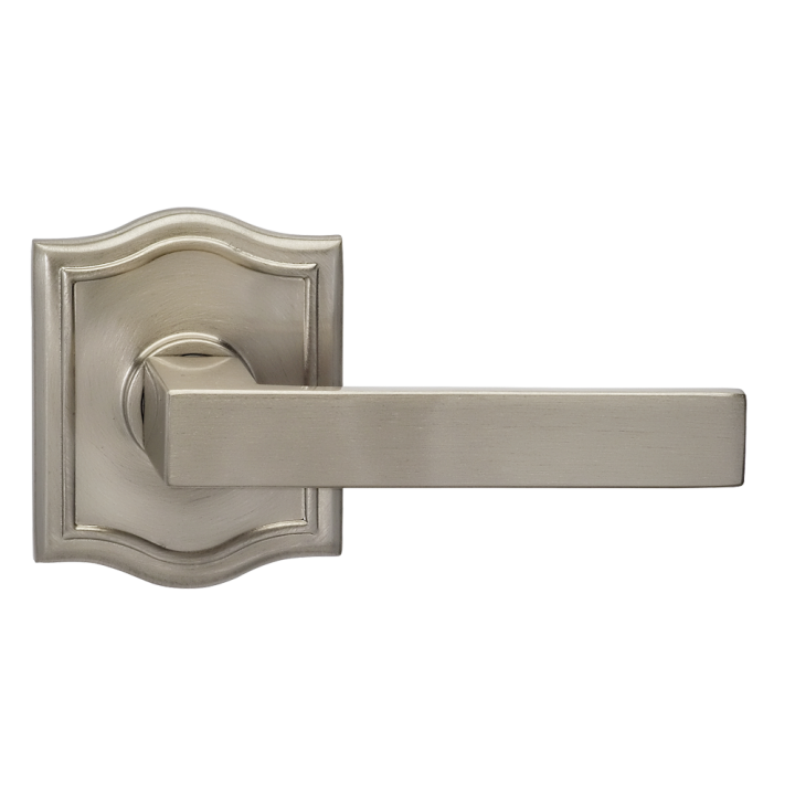 Omnia 930AR-15 Square Door Lever Set with Arched Rose